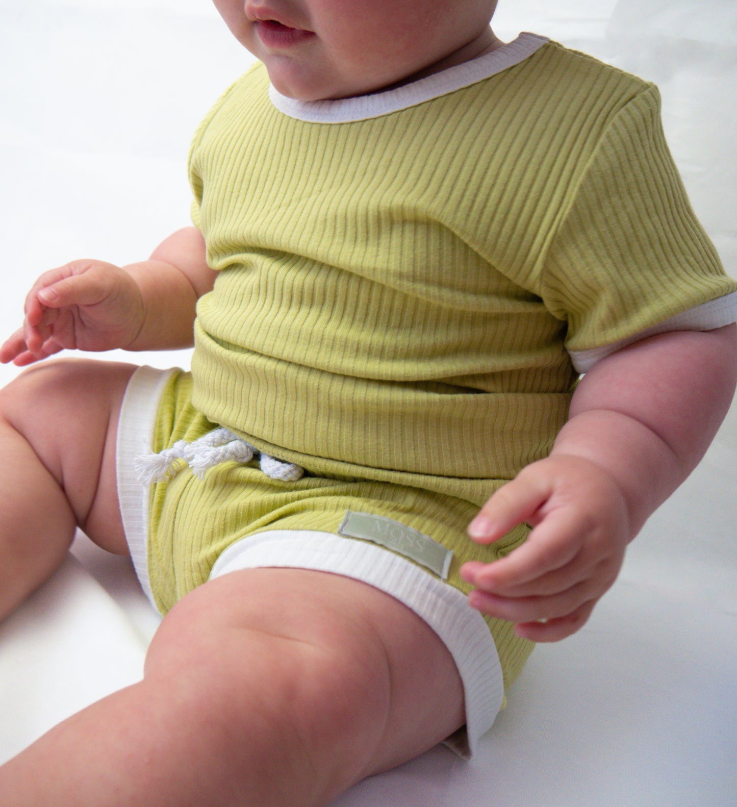 Playroom Ribbed Tee-Short Set (Sour Apple)