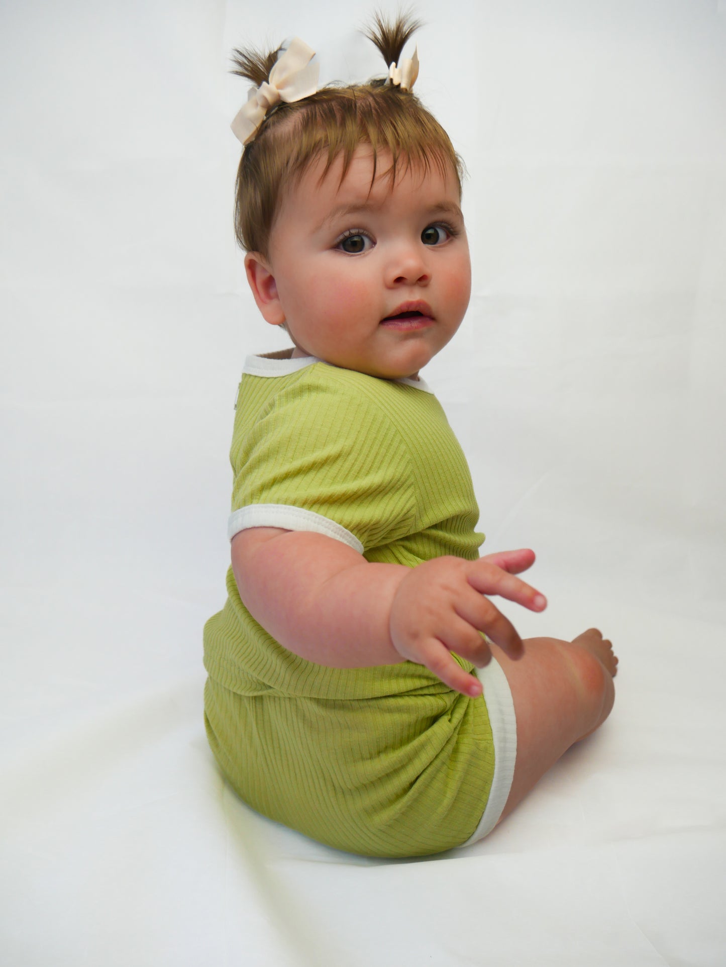 Playroom Ribbed Tee-Short Set (Sour Apple)