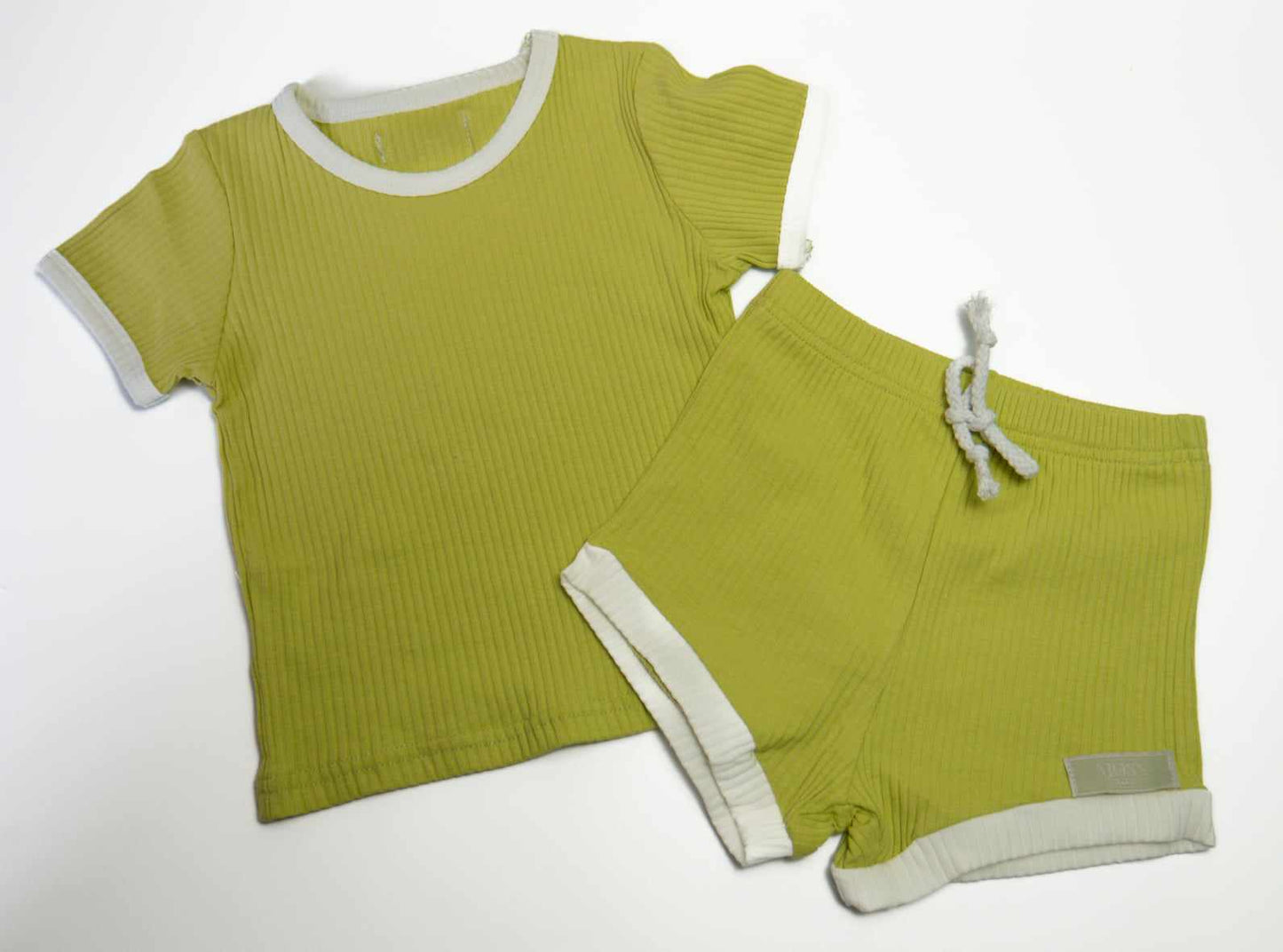 Playroom Ribbed Tee-Short Set (Sour Apple)